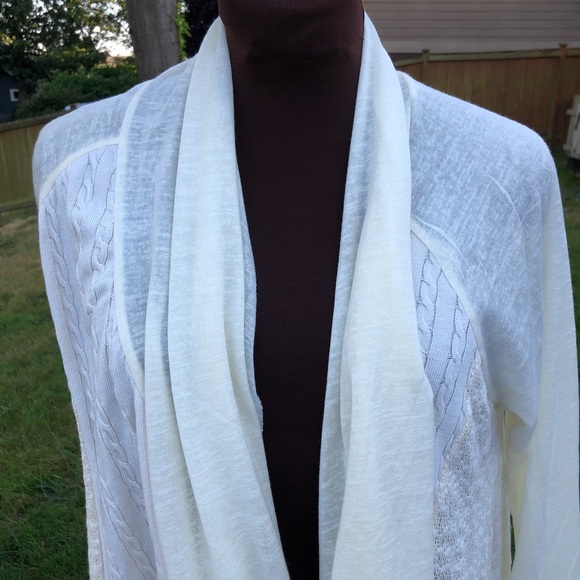 Tiny by Anthropologie Cardigan Sweater Off White Open Front Knit. L - Picture 2 of 7
